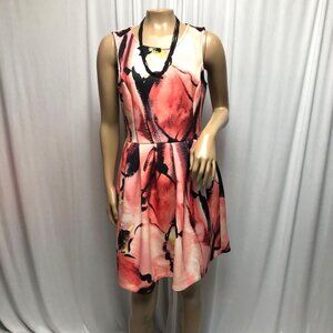Apt 9 Dress Womens Size 10 Pink Black Stretchy Sleeveless Pockets Fit and Flare